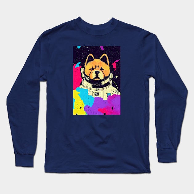 Astronaut chow chow portrait Long Sleeve T-Shirt by etherElric